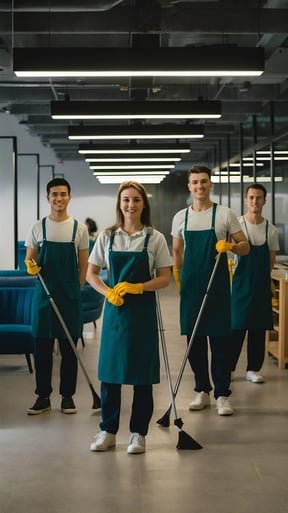Professional commercial cleaning team